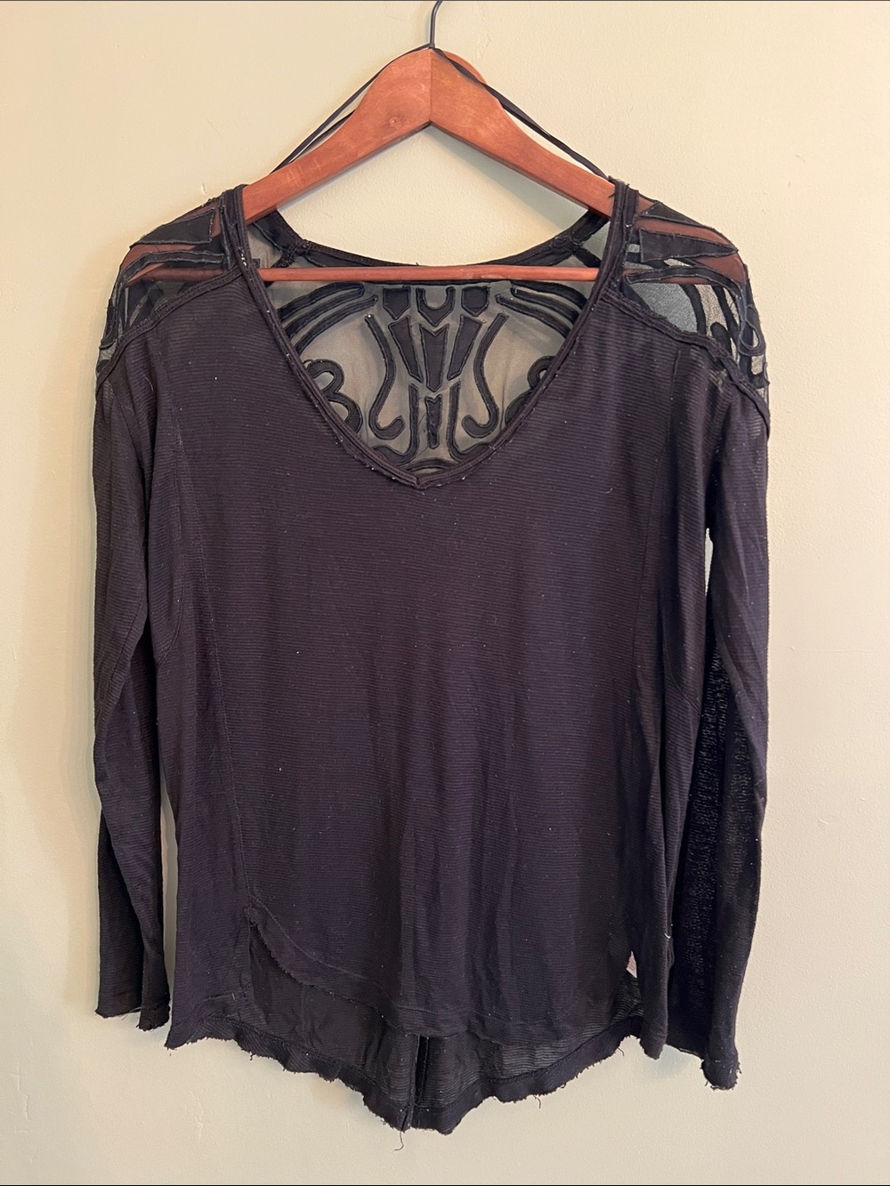 Free People Sheer Black Top